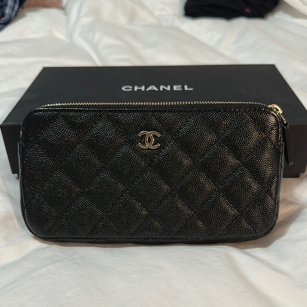 Chanel Black Caviar Clutch with chain
